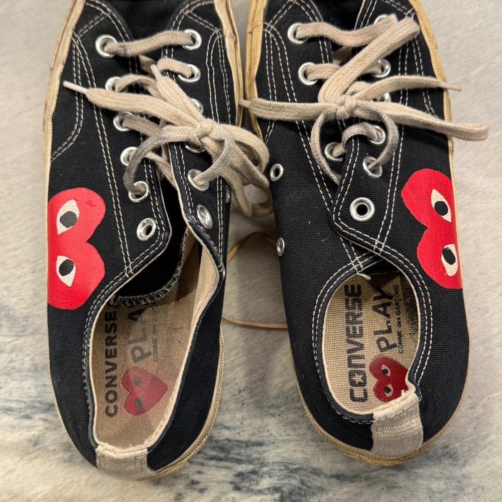 Converse Chuck 70 CDG Sneakers Mens 8 Black Play Comme des Garcons Heart *FLAW - Picture 11 of 13